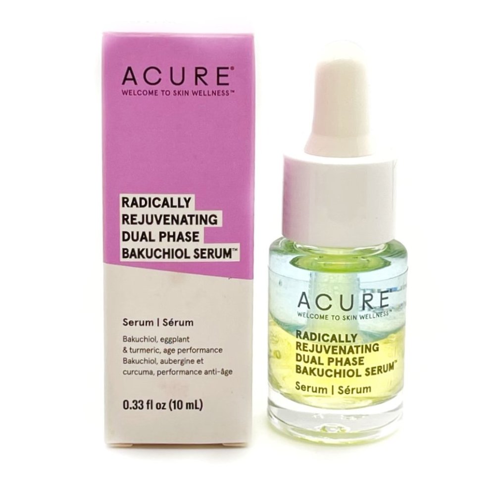 ACURE Radically Rejuvenating Dual Phase Bakuchiol Serum NIB Travel Size 10 ml